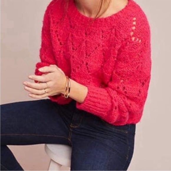 Anthropologie Sweaters - Sleeping On Snow Anthropologie Size Medium Bright Lights Pink Sweater